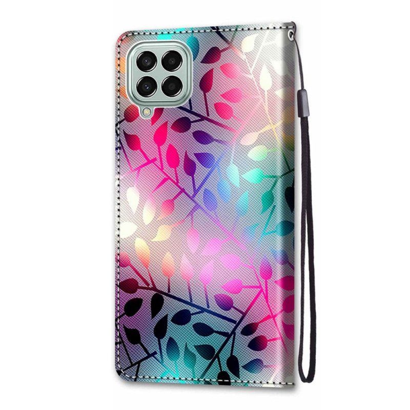 Etui Folio do Samsung Galaxy M53 5G z Łańcuch Arkusze W Paski