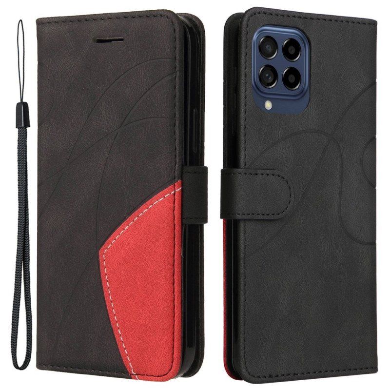 Etui Folio do Samsung Galaxy M53 5G z Łańcuch Dwukolorowy Pasek