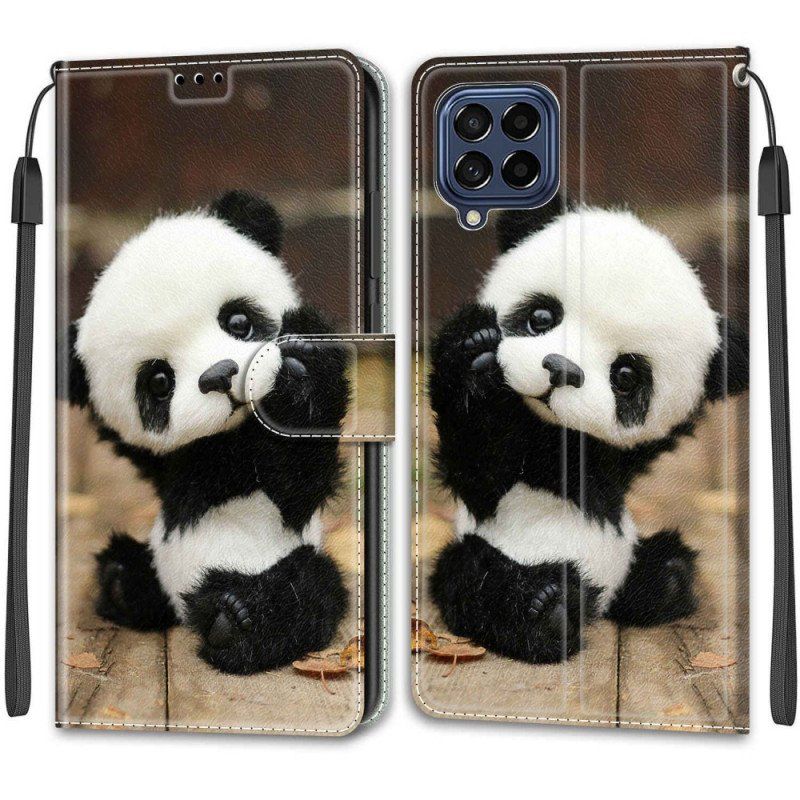 Etui Folio do Samsung Galaxy M53 5G z Łańcuch Mała Panda Z Paskiem