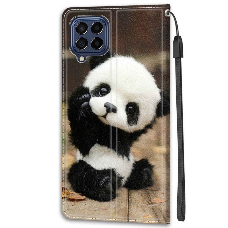 Etui Folio do Samsung Galaxy M53 5G z Łańcuch Mała Panda Z Paskiem