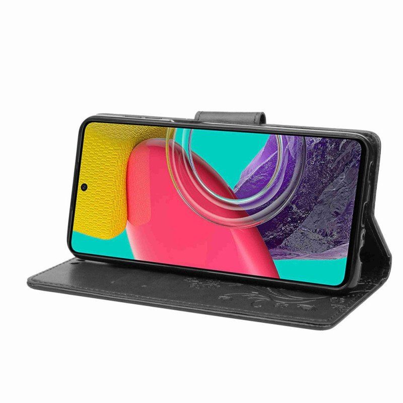 Etui Folio do Samsung Galaxy M53 5G z Łańcuch Paski Kwiaty