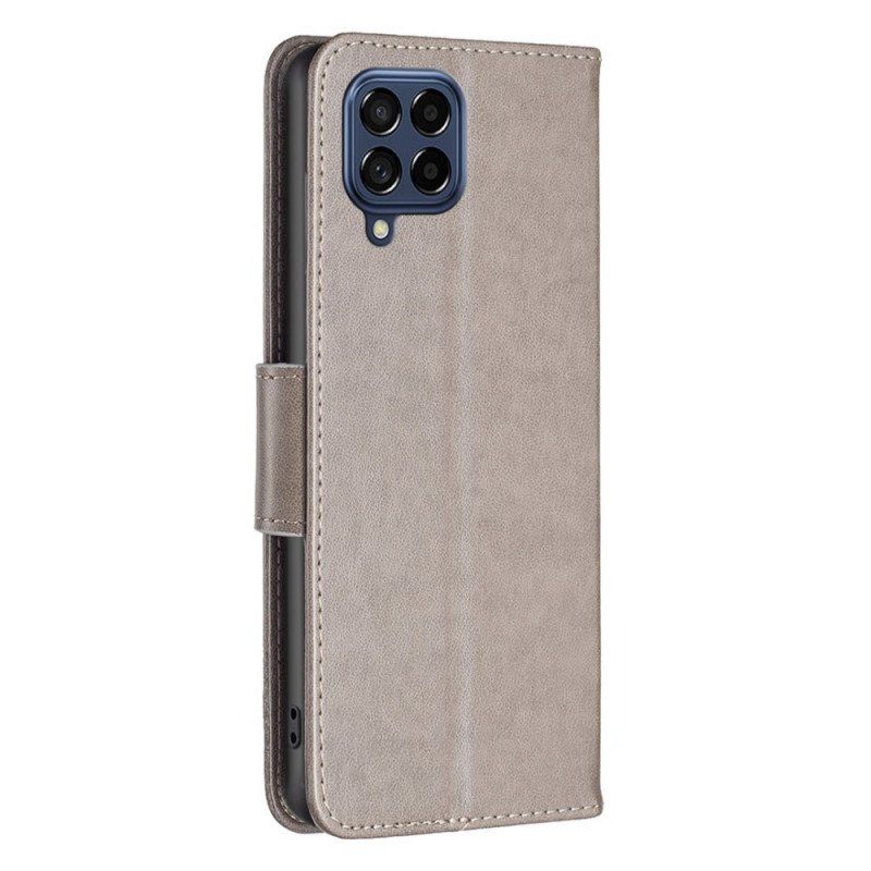 Etui Folio do Samsung Galaxy M53 5G z Łańcuch Paski Z Nadrukiem Motyli