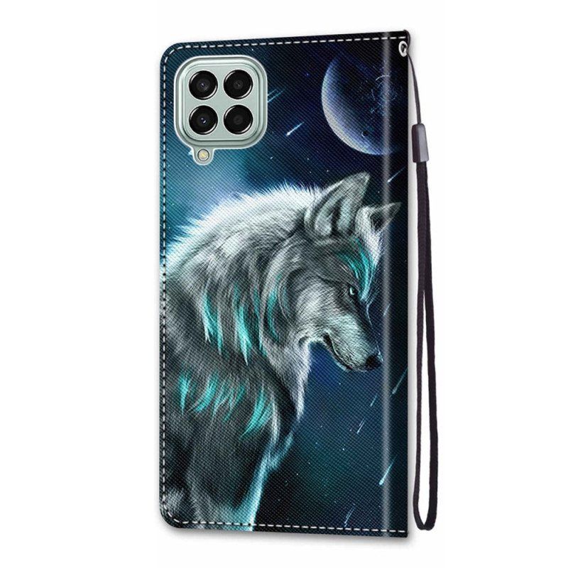 Etui Folio do Samsung Galaxy M53 5G z Łańcuch Smycz Wilk