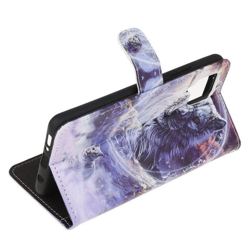 Etui Folio do Samsung Galaxy M53 5G z Łańcuch Smycz Wilk