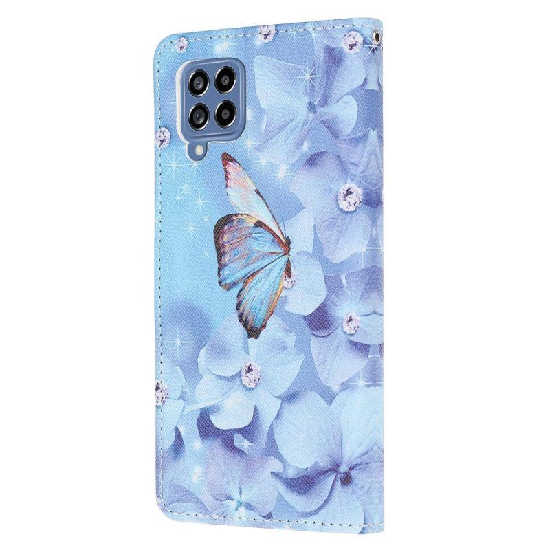 Etui Folio do Samsung Galaxy M53 5G z Łańcuch Stringi Motyle