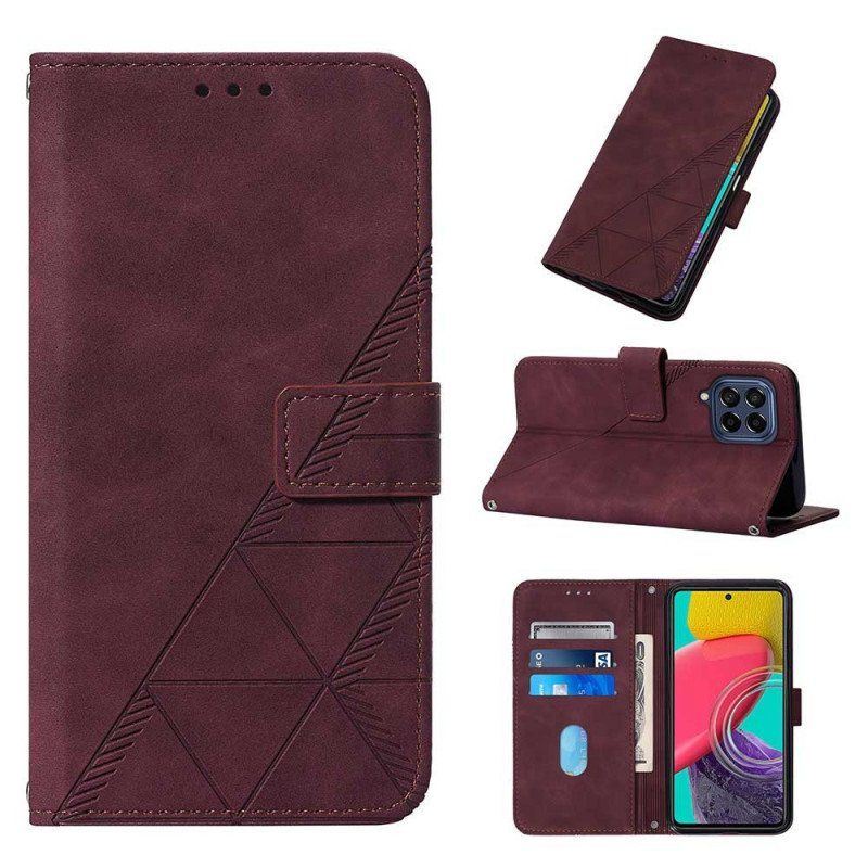 Etui Folio do Samsung Galaxy M53 5G z Łańcuch Trójkąty Paska