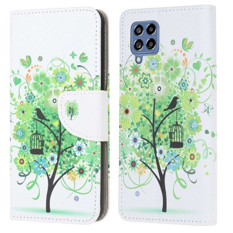 Etui Folio do Samsung Galaxy M53 5G Zielone Liście