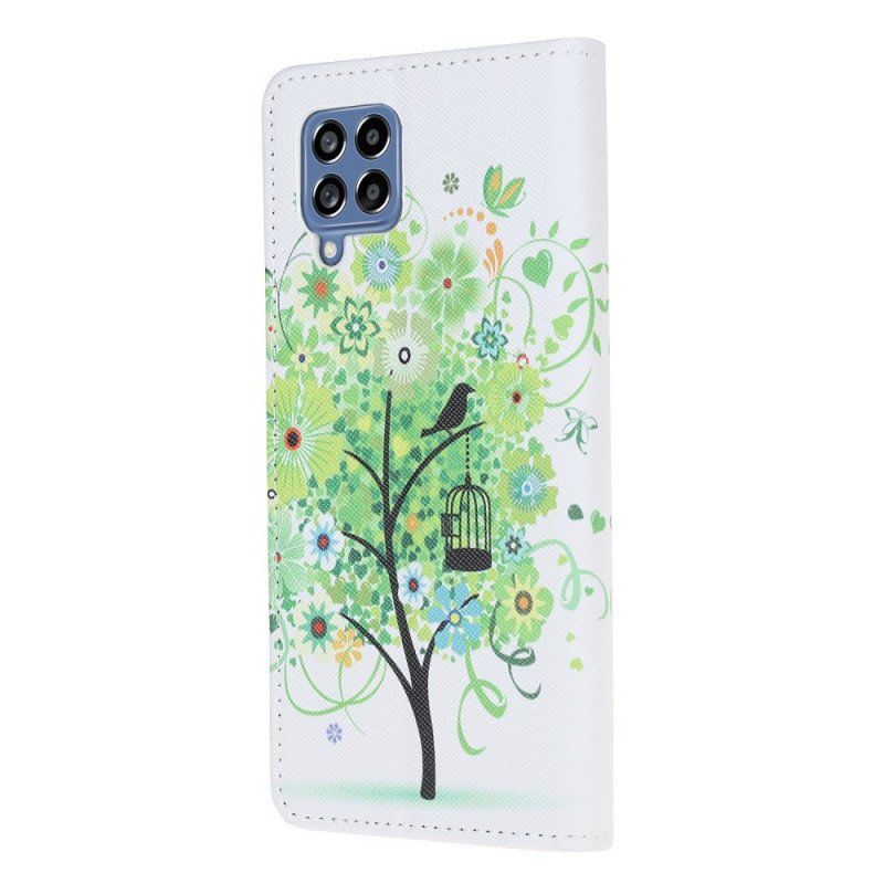 Etui Folio do Samsung Galaxy M53 5G Zielone Liście