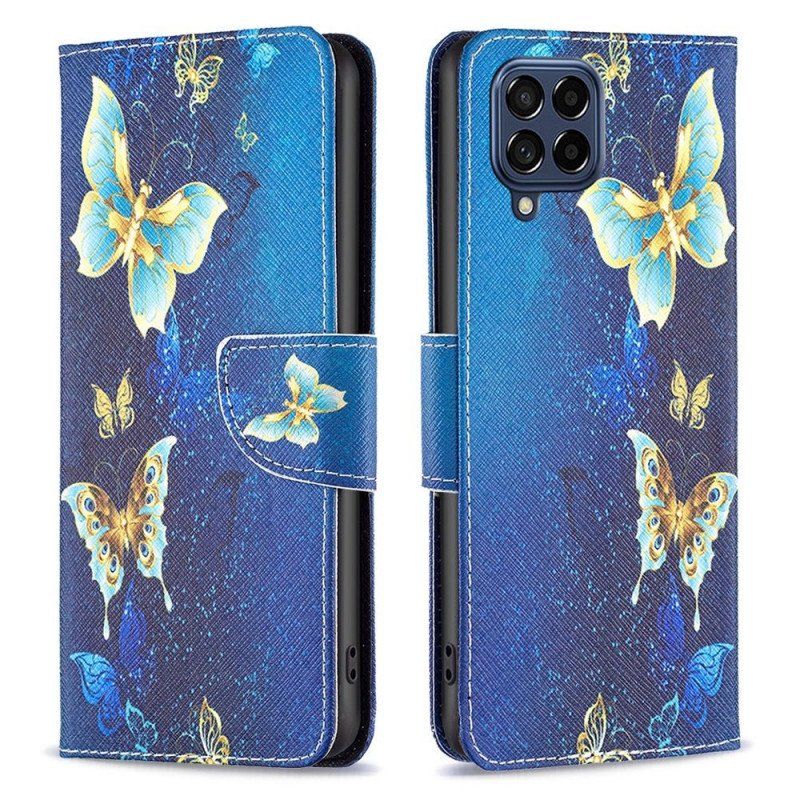 Etui Folio do Samsung Galaxy M53 5G Złote Motyle