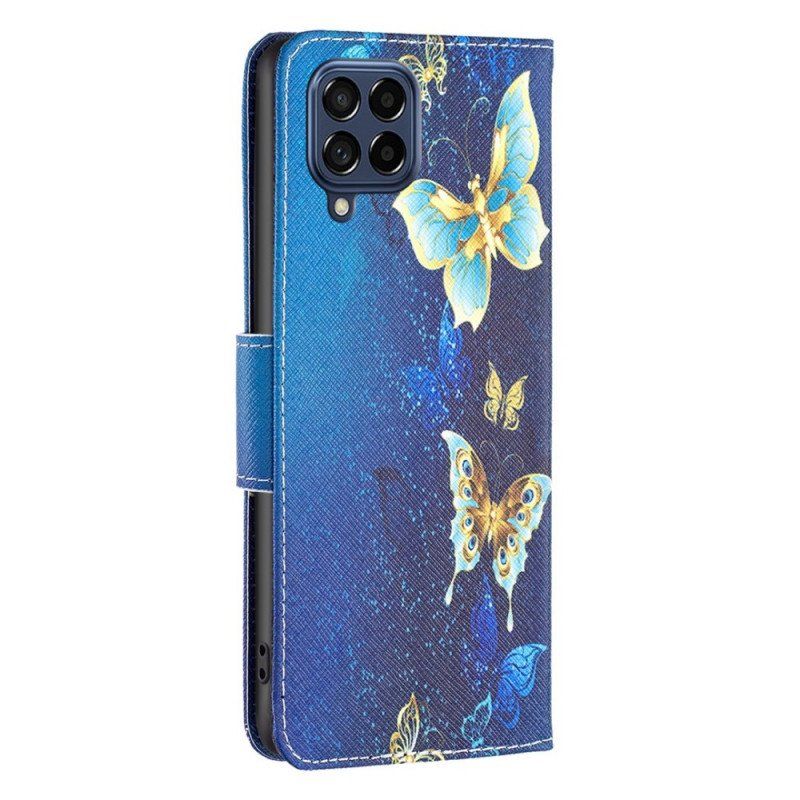 Etui Folio do Samsung Galaxy M53 5G Złote Motyle