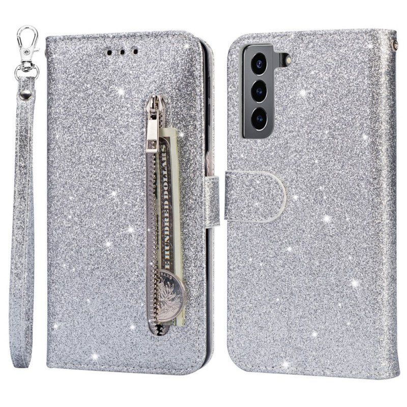 Etui Folio do Samsung Galaxy S22 5G Błyszcząca Torebka Na Monety