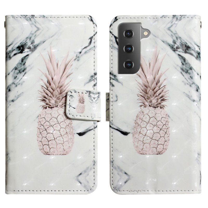 Etui Folio do Samsung Galaxy S22 5G Jasny Punktowy Ananas