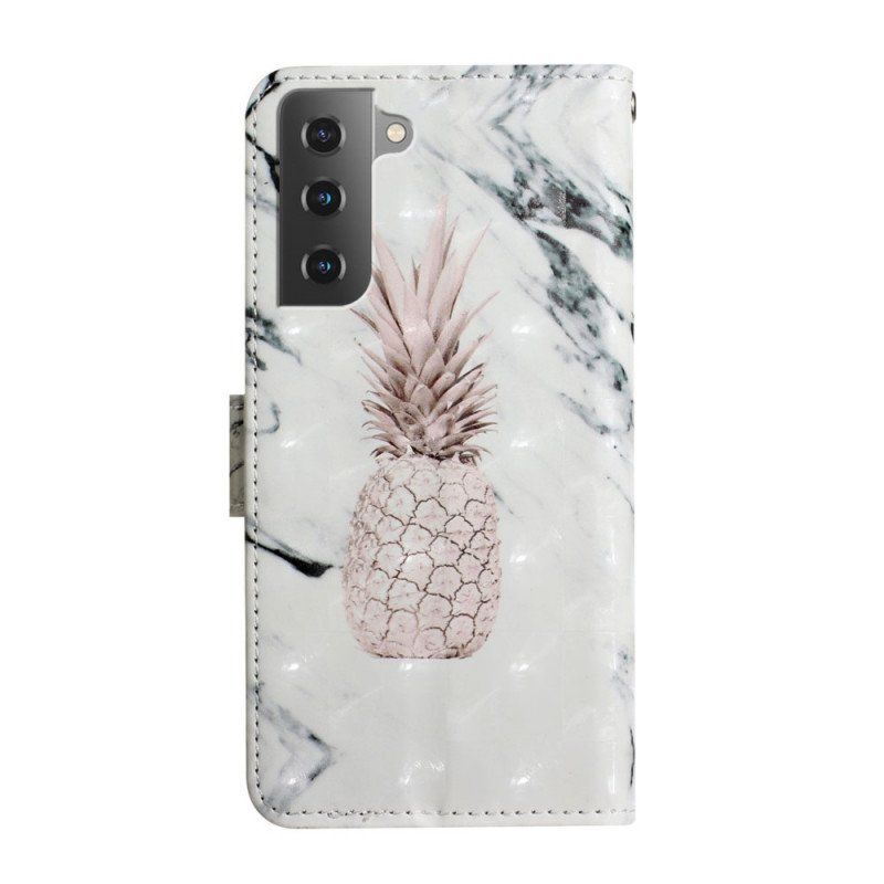 Etui Folio do Samsung Galaxy S22 5G Jasny Punktowy Ananas