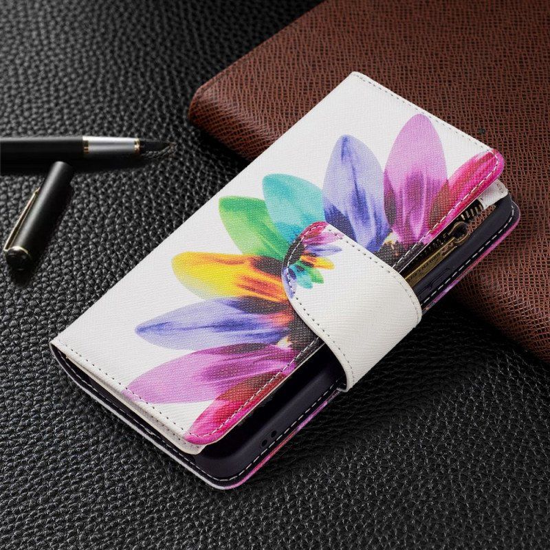 Etui Folio do Samsung Galaxy S22 5G Kieszonka Zapinana Na Zamek W Kwiaty