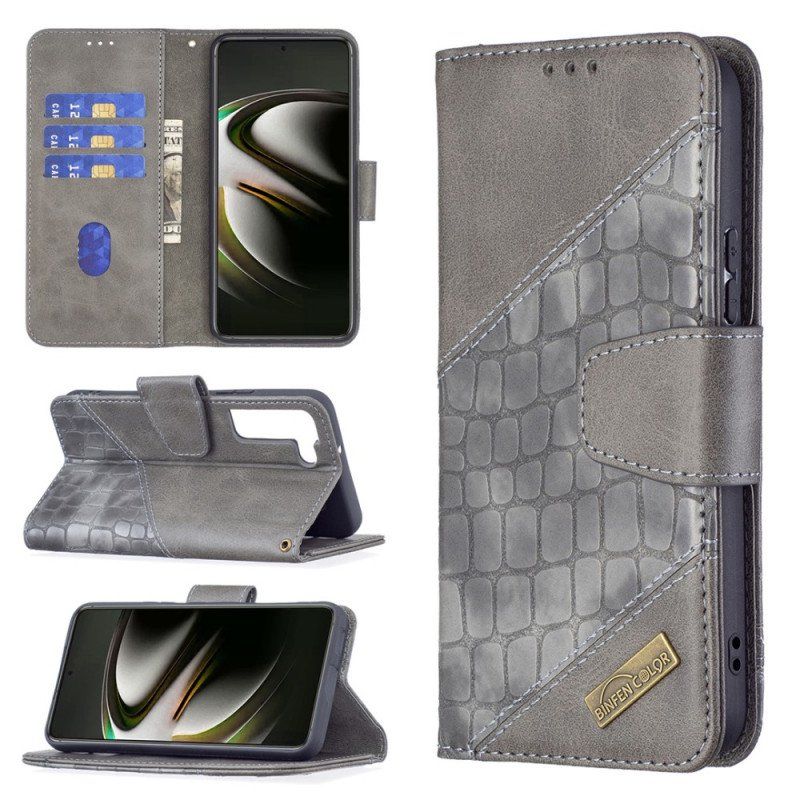 Etui Folio do Samsung Galaxy S22 5G Klasyczny Efekt Skóry Krokodyla