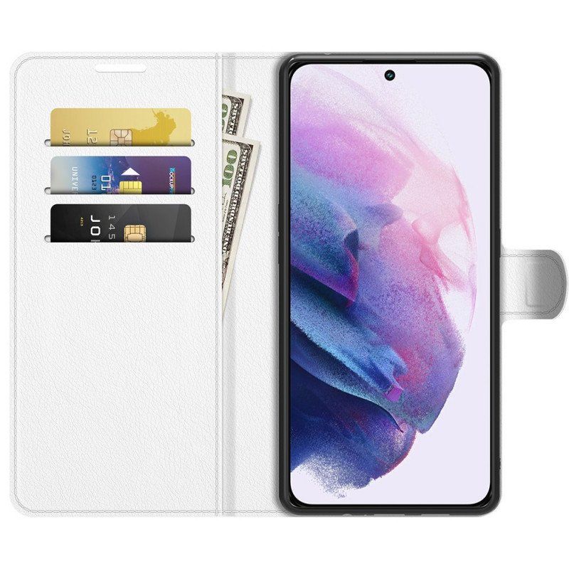 Etui Folio do Samsung Galaxy S22 5G Klasyczny Efekt Skóry Liczi