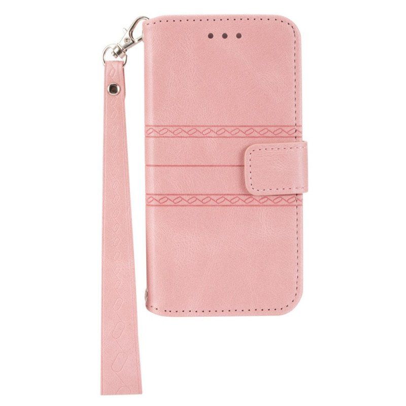 Etui Folio do Samsung Galaxy S22 5G Koronkowe Szwy