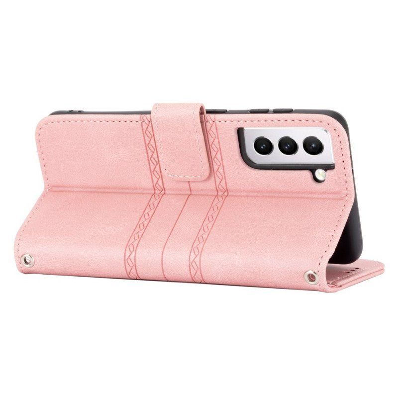 Etui Folio do Samsung Galaxy S22 5G Koronkowe Szwy