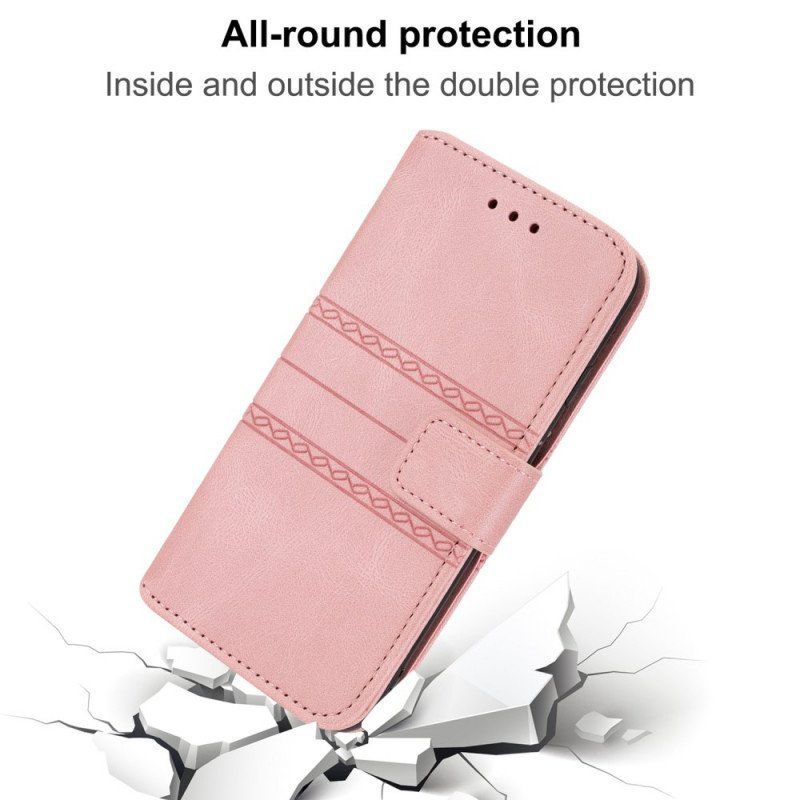 Etui Folio do Samsung Galaxy S22 5G Koronkowe Szwy