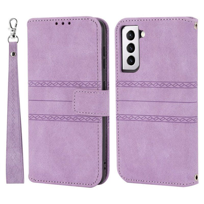 Etui Folio do Samsung Galaxy S22 5G Koronkowe Szwy