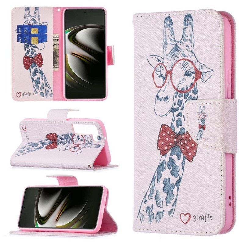 Etui Folio do Samsung Galaxy S22 5G Mądra Żyrafa