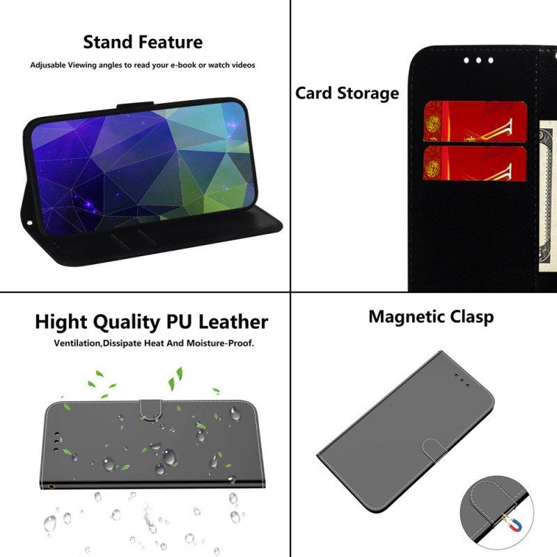 Etui Folio do Samsung Galaxy S22 5G Osłona Lusterka Ze Sztucznej Skóry