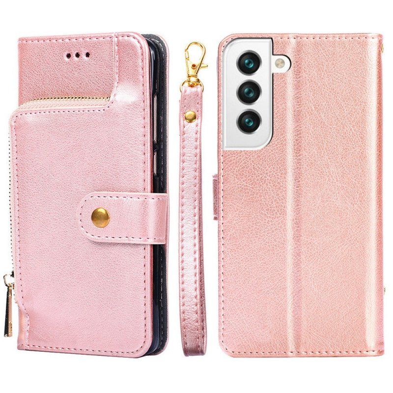 Etui Folio do Samsung Galaxy S22 5G Przednia Portmonetka I Smycz