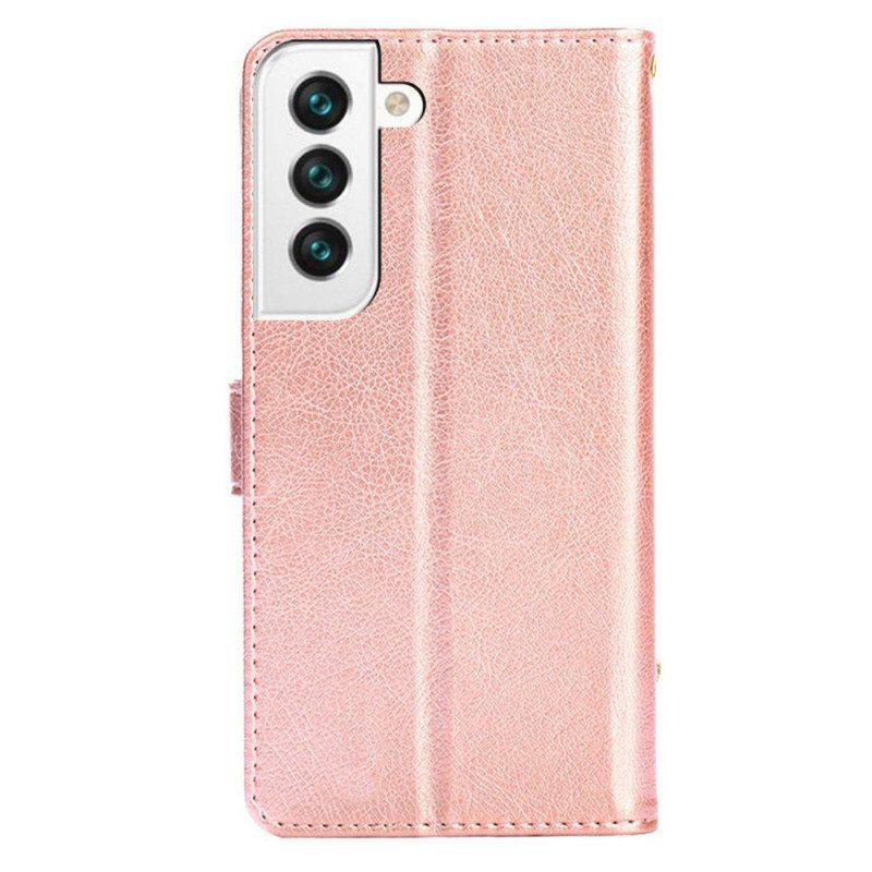 Etui Folio do Samsung Galaxy S22 5G Przednia Portmonetka I Smycz