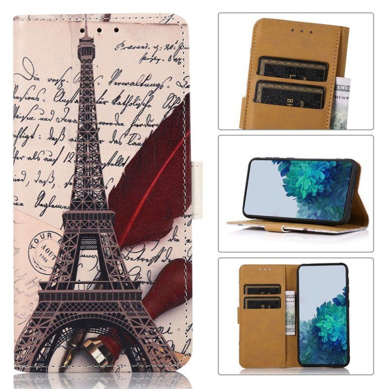 Etui Folio do Samsung Galaxy S22 5G Wieża Eiffla Poety