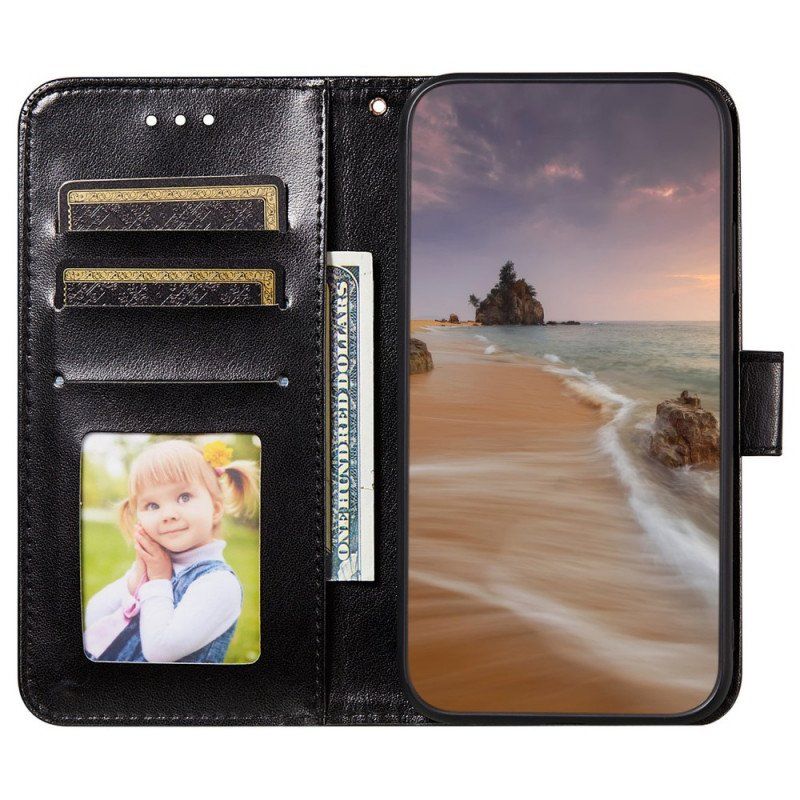 Etui Folio do Samsung Galaxy S22 5G z Łańcuch Pasek W Jednolitym Kolorze