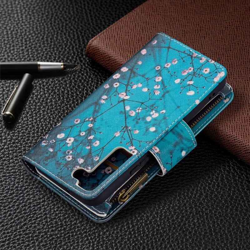 Etui Folio do Samsung Galaxy S22 5G Zapinana Na Zamek Kieszeń Na Drzewo