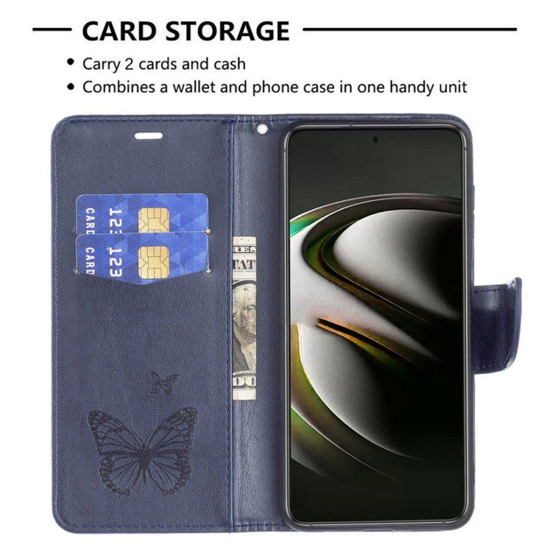 Etui Folio do Samsung Galaxy S22 Plus 5G Motyle W Locie Z Smyczą