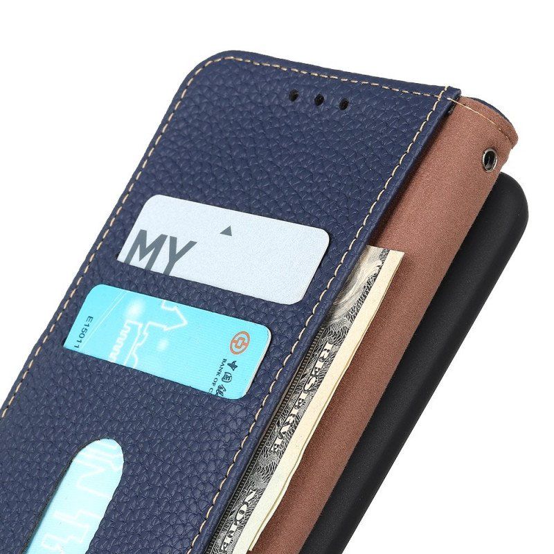 Etui Folio do Samsung Galaxy S22 Plus 5G Oryginalna Skóra Khazneh Litchi