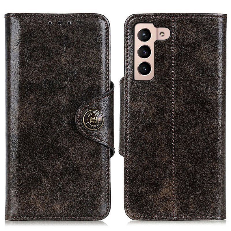 Etui Folio do Samsung Galaxy S22 Plus 5G Patentowy Guzik Z Imitacji Skóry Khazneh