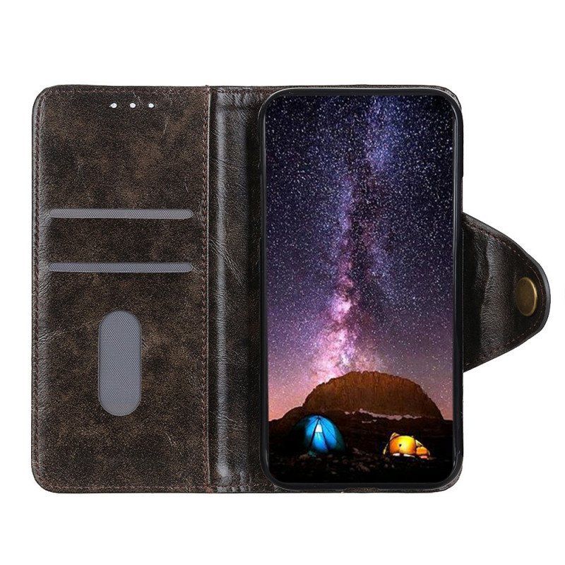 Etui Folio do Samsung Galaxy S22 Plus 5G Patentowy Guzik Z Imitacji Skóry Khazneh