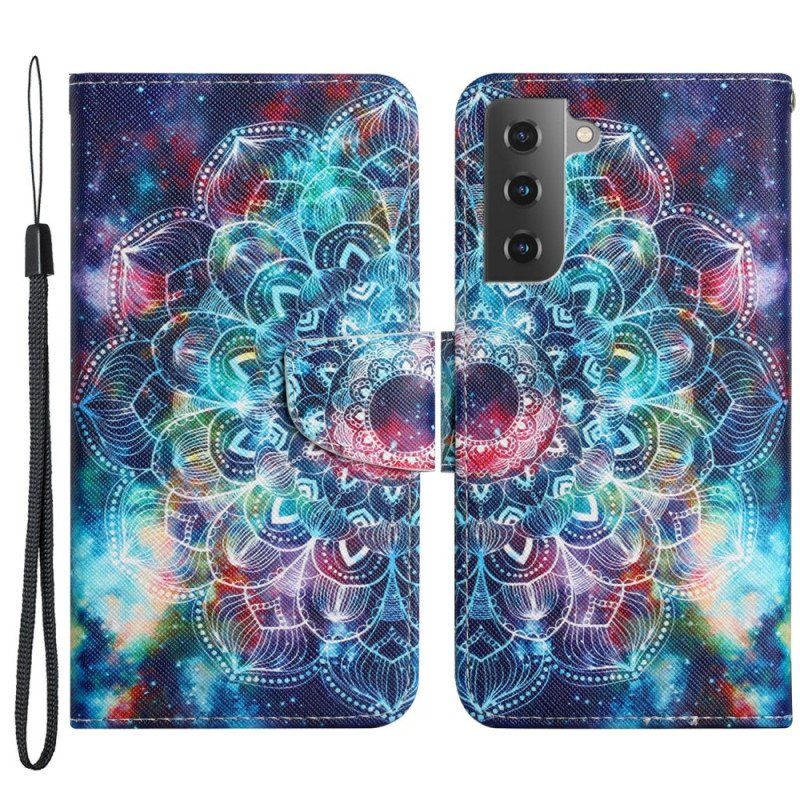 Etui Folio do Samsung Galaxy S22 Plus 5G z Łańcuch Błyskotliwa Półmandala Na Ramiączkach