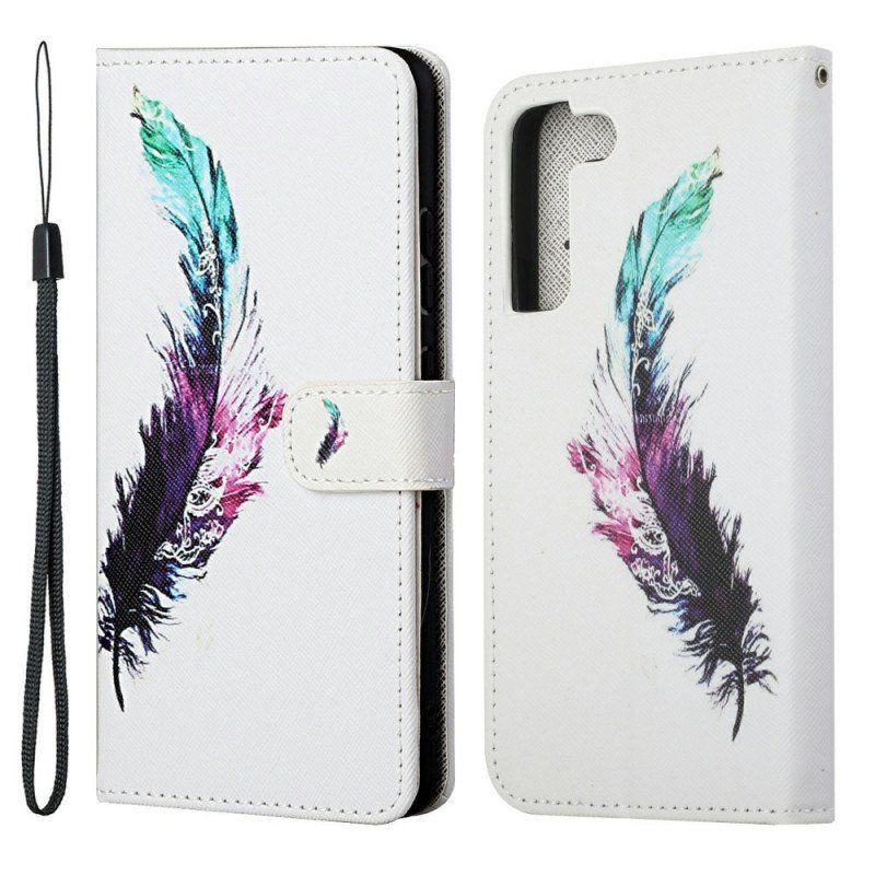 Etui Folio do Samsung Galaxy S22 Plus 5G z Łańcuch Pióro Z Smyczą