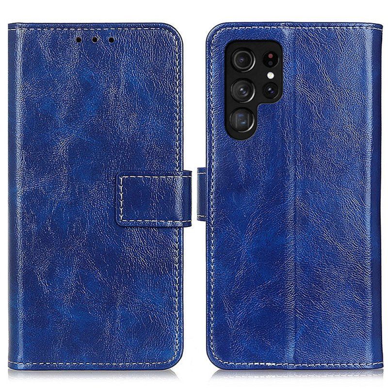 Etui Folio do Samsung Galaxy S22 Ultra 5G Błyszczące I Widoczne Szwy