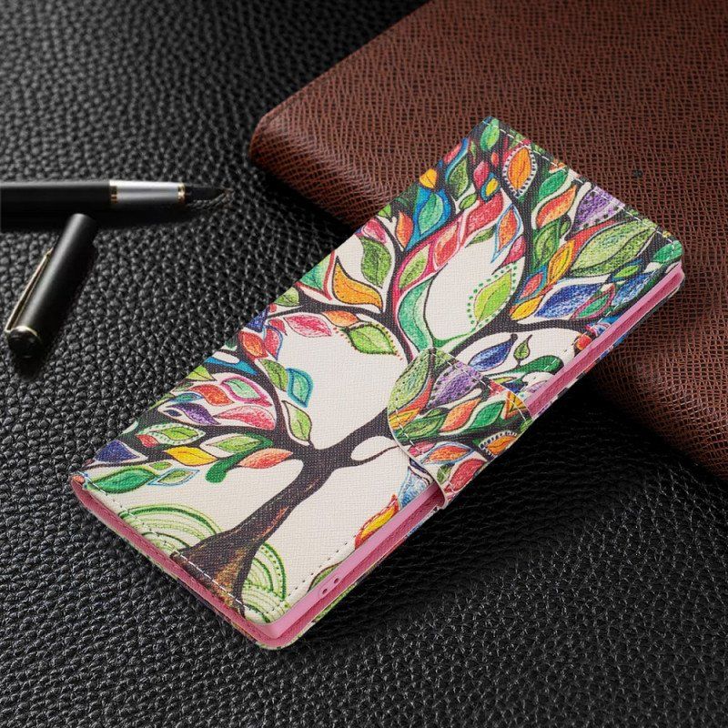 Etui Folio do Samsung Galaxy S22 Ultra 5G Kolorowe Drzewo