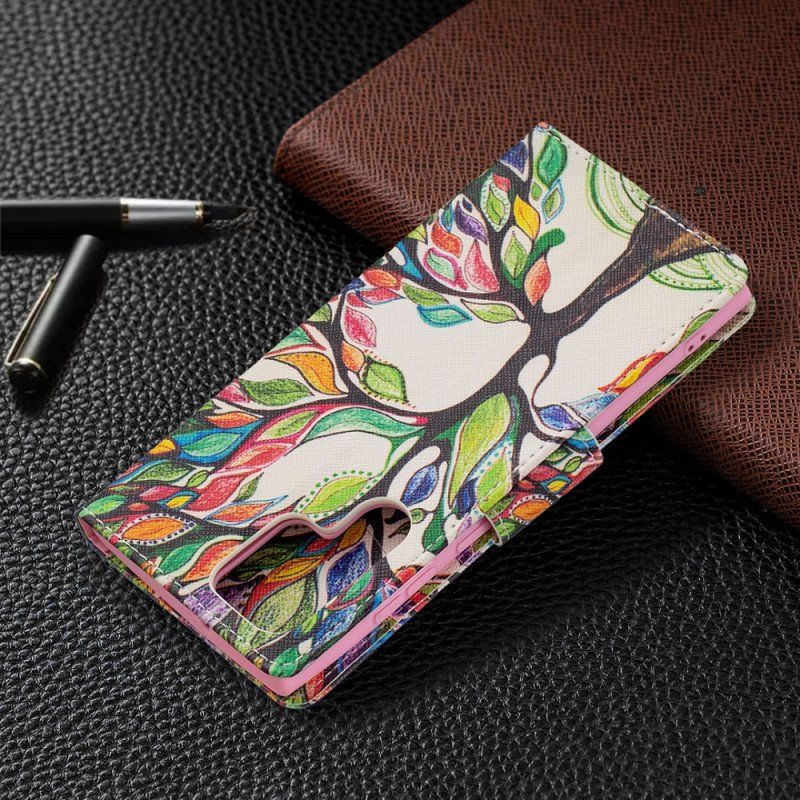 Etui Folio do Samsung Galaxy S22 Ultra 5G Kolorowe Drzewo