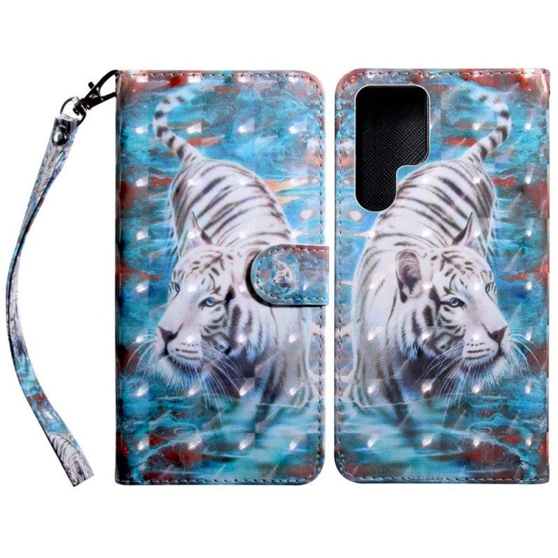 Etui Folio do Samsung Galaxy S22 Ultra 5G Lucjan Tygrys