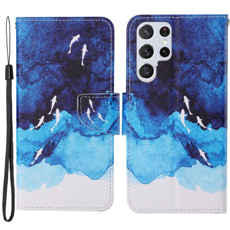 Etui Folio do Samsung Galaxy S22 Ultra 5G Morze Ze Stringami