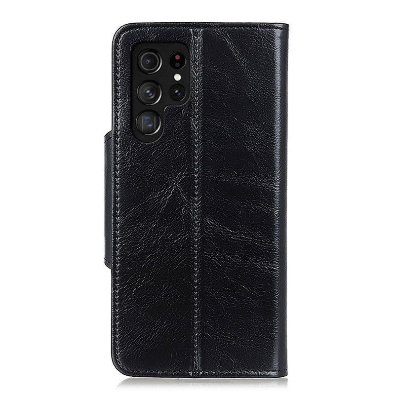 Etui Folio do Samsung Galaxy S22 Ultra 5G Patentowy Guzik Z Imitacji Skóry Khazneh