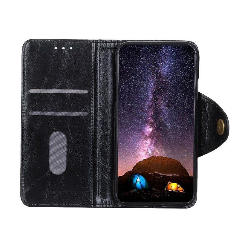 Etui Folio do Samsung Galaxy S22 Ultra 5G Patentowy Guzik Z Imitacji Skóry Khazneh