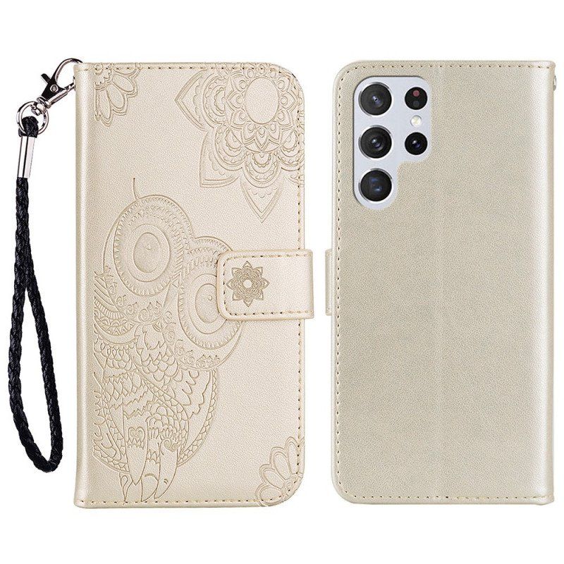 Etui Folio do Samsung Galaxy S22 Ultra 5G Sowa Mandala I Smycz