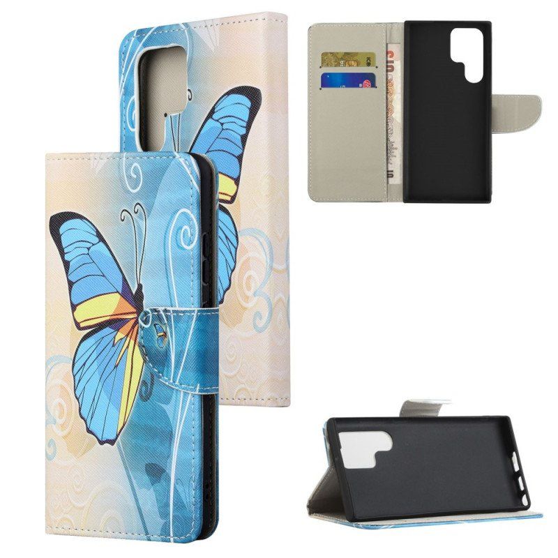 Etui Folio do Samsung Galaxy S22 Ultra 5G Suwerenne Motyle