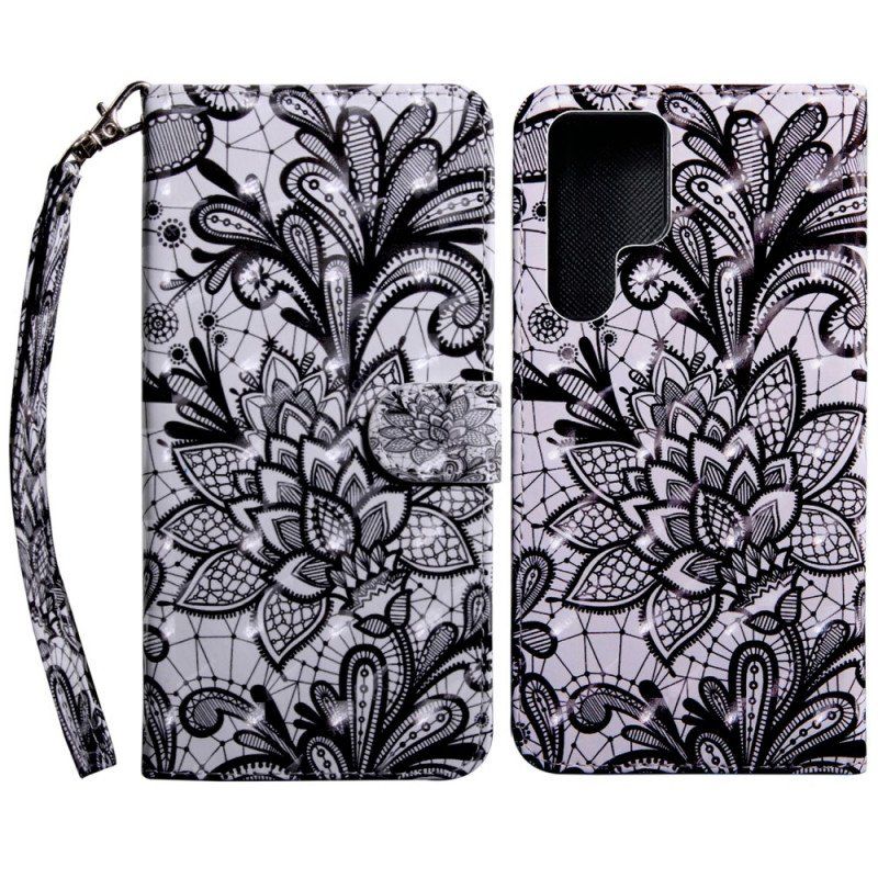 Etui Folio do Samsung Galaxy S22 Ultra 5G Szykowna Koronka