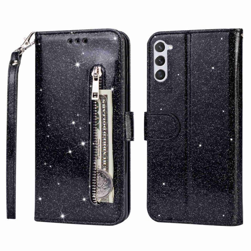 Etui Folio do Samsung Galaxy S23 5G Błyszcząca Torebka Na Monety