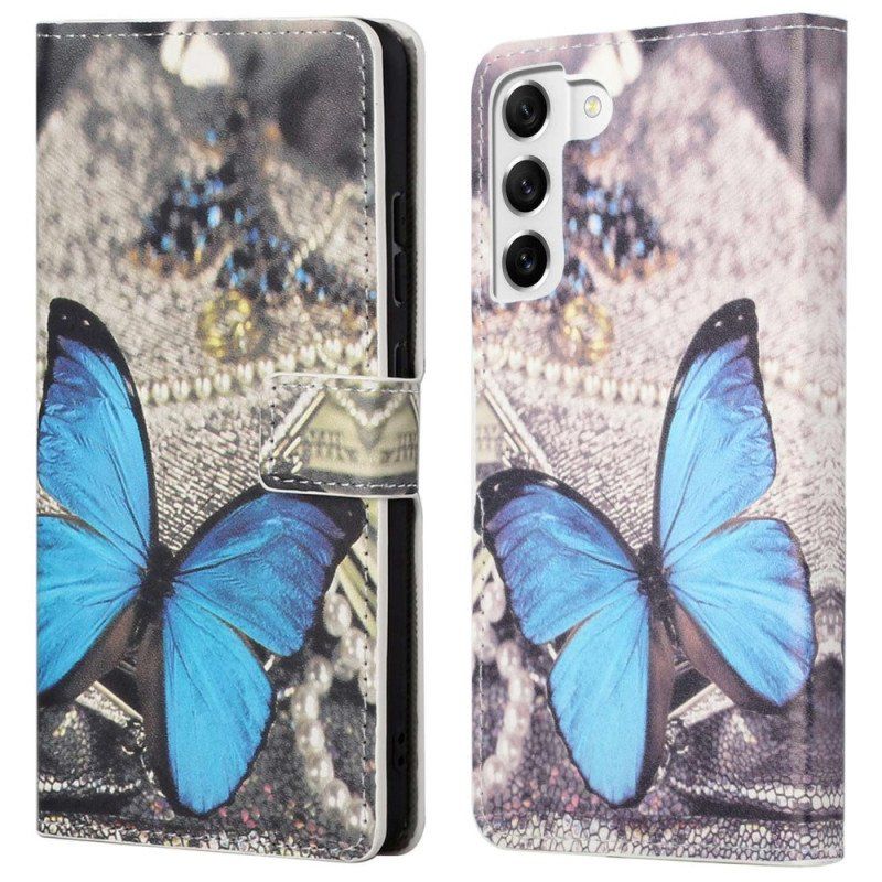 Etui Folio do Samsung Galaxy S23 5G Niebieski Motyl