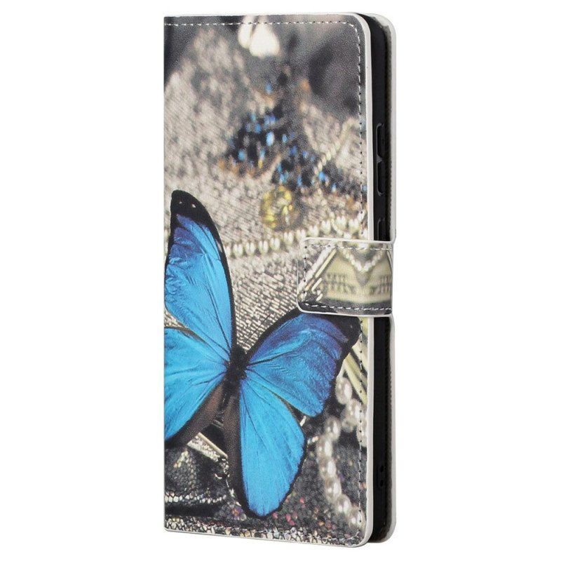 Etui Folio do Samsung Galaxy S23 5G Niebieski Motyl